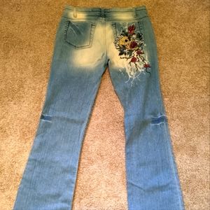 Vintage Delia's skull and roses faded flare jeans sz 9